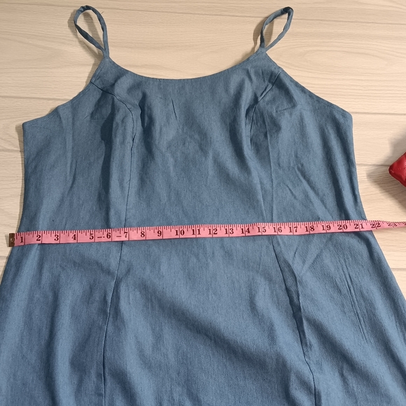 Plus Size Women Elegant Basic Denim Sleeveless Bodycon Slip Dress - Picture 6 of 12